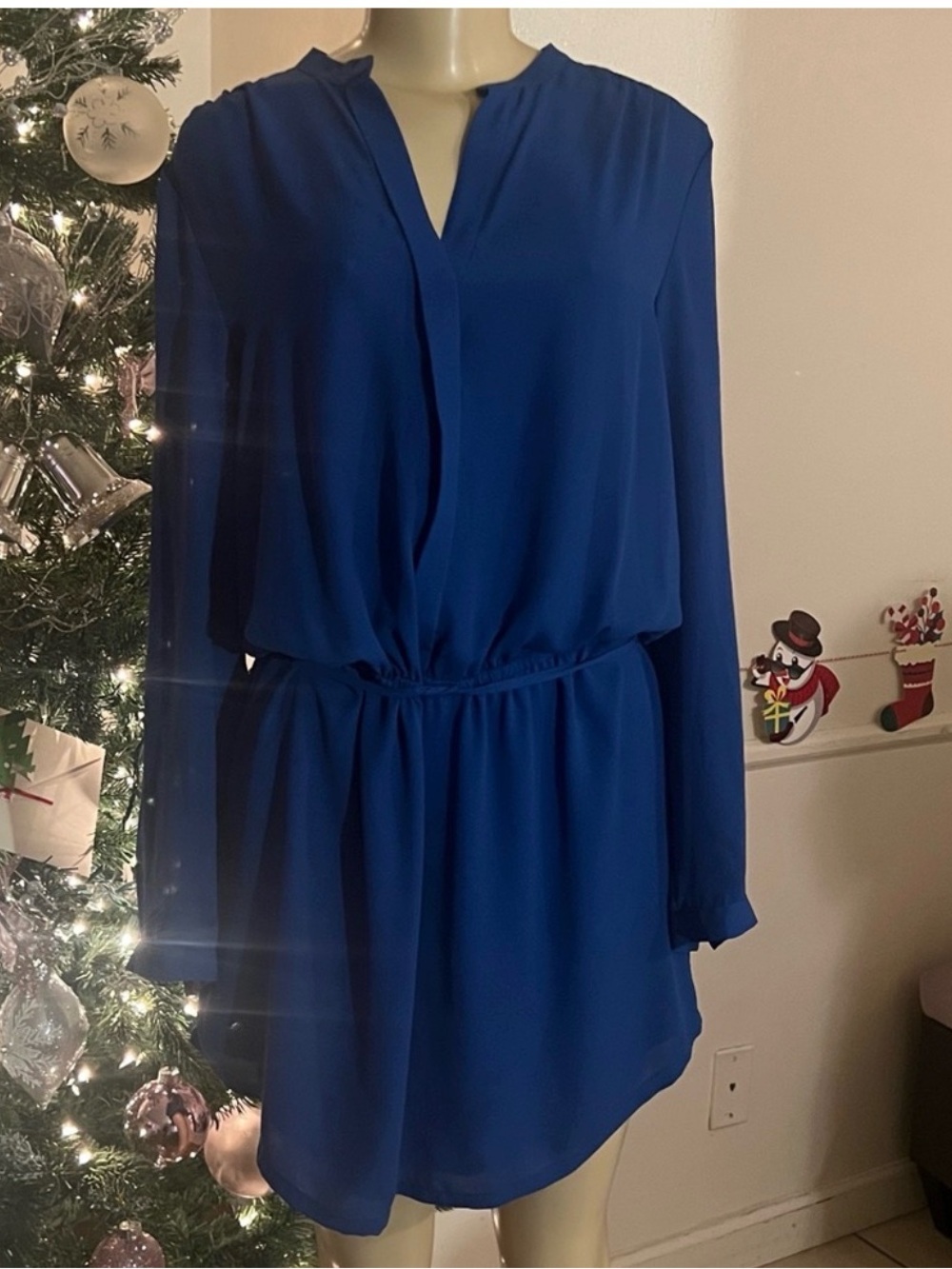 Hilary Radley Cobalt Blue Long-Sleeve V-Neck Dress